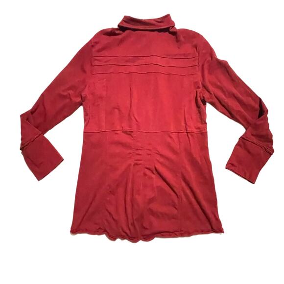 Patchington Women S Blouse Jacket Red Cotton Stretch Intricate Arsty Button EUC - Picture 3 of 7